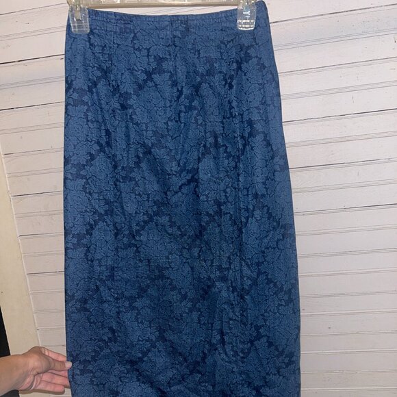 Small Vintage Bryn Connelly denim print wrap midi skirt - Picture 5 of 6